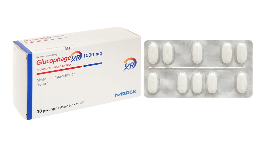 Glucophage XR 1000mg trị đái tháo đường tuýp 2 (3 vỉ x 10 viên) - 