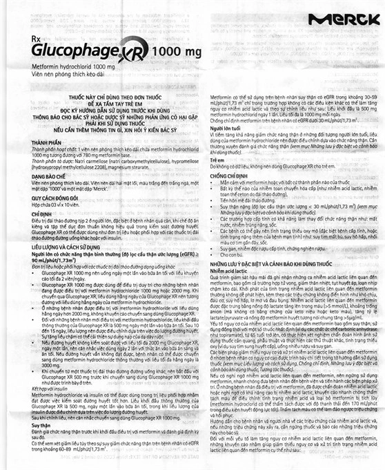 Glucophage XR 1000mg trị đái tháo đường tuýp 2 (3 vỉ x 10 viên) - 5