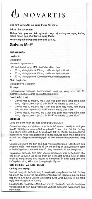 Galvus Met 50mg/500mg trị đái tháo đường tuýp 2 (6 vỉ x 10 viên) - 23