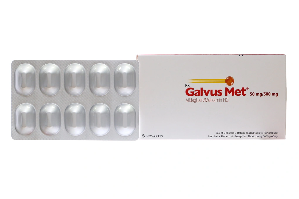 Galvus Met 50mg/500mg trị đái tháo đường tuýp 2 (6 vỉ x 10 viên) - 