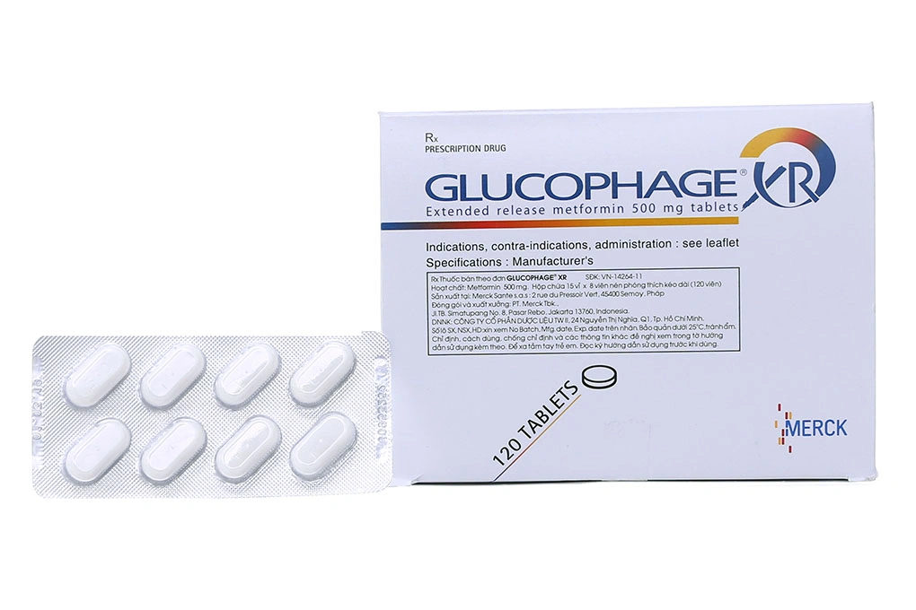 Glucophage XR 500mg trị đái tháo đường (15 vỉ x 8 viên) - 