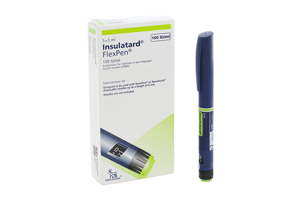 Bút tiêm Insulatard FlexPen 100IU/ml trị đái tháo đường (5 cây x 3ml) - 