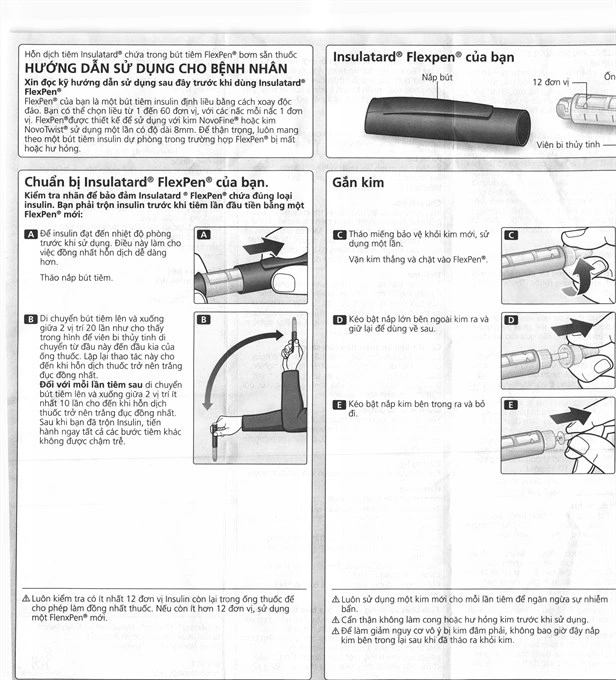 Bút tiêm Insulatard FlexPen 100IU/ml trị đái tháo đường (5 cây x 3ml) - 8
