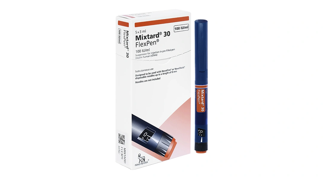 Bút tiêm Mixtard 30 FlexPen 100IU/ml trị đái tháo đường (5 cây x 3ml) - 