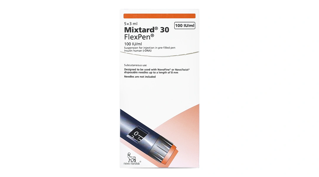 Bút tiêm Mixtard 30 FlexPen 100IU/ml trị đái tháo đường (5 cây x 3ml) - 1