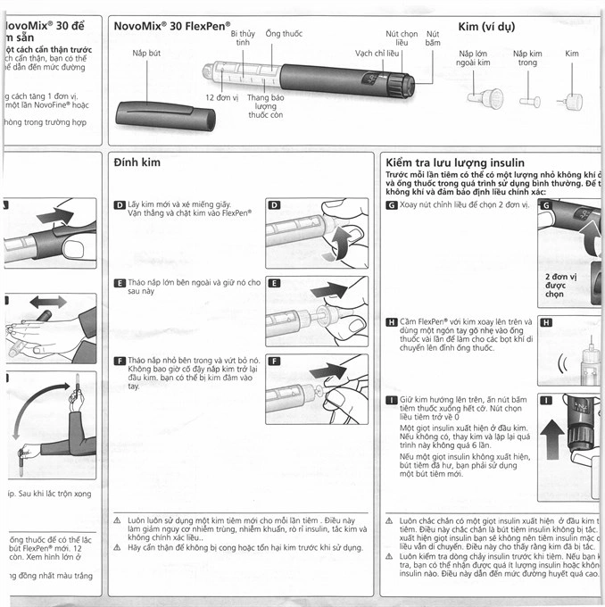Bút tiêm NovoMix 30 FlexPen 100IU/ml trị đái tháo đường (5 bút tiêm x 3ml) - 9