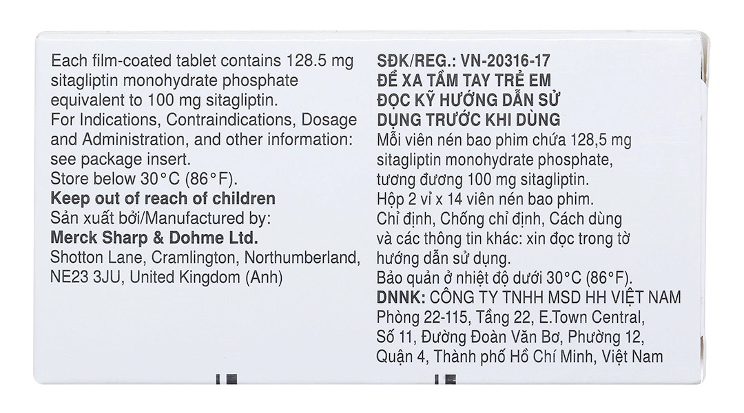 Januvia 100mg trị đái tháo đường (2 vỉ x 14 viên) - 1
