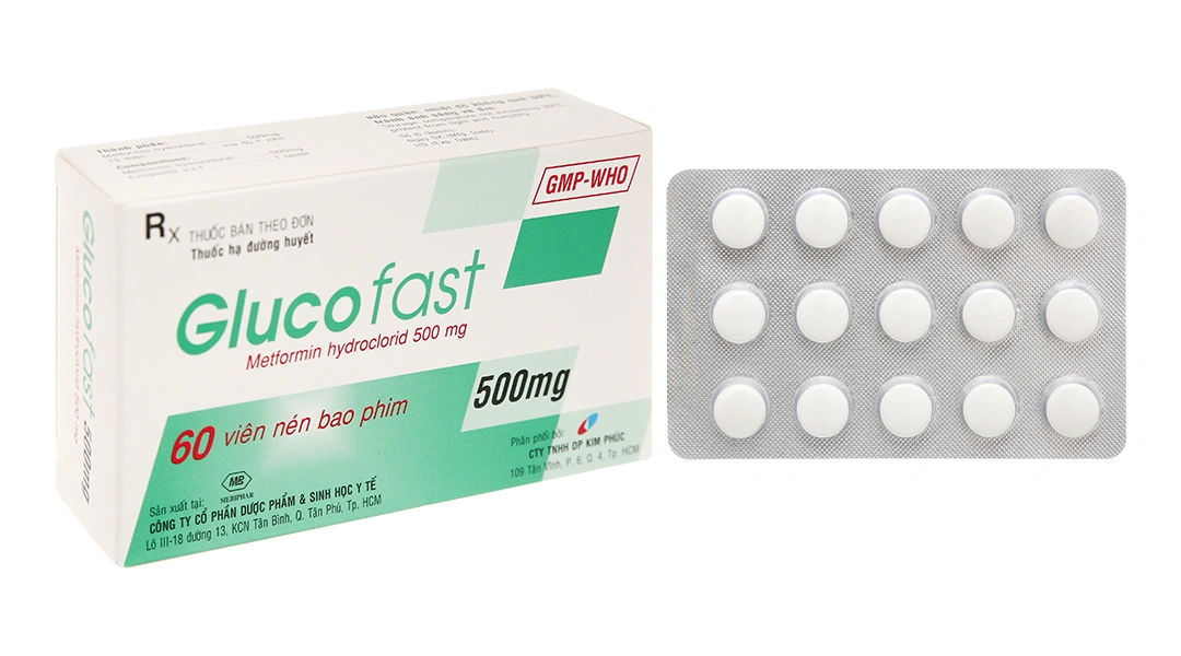 Glucofast 500mg trị đái tháo đường tuýp 2 (4 vỉ x 15 viên) - 