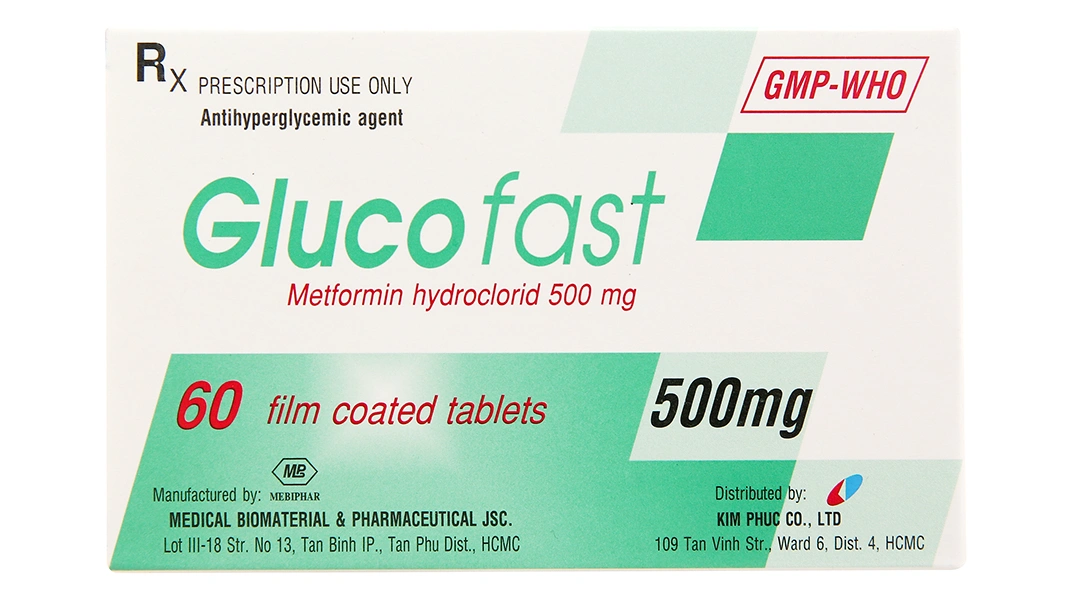Glucofast 500mg trị đái tháo đường tuýp 2 (4 vỉ x 15 viên) - 1
