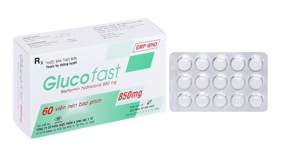 Glucofast 850mg trị đái tháo đường tuýp II (4 vỉ x 15 viên) - 