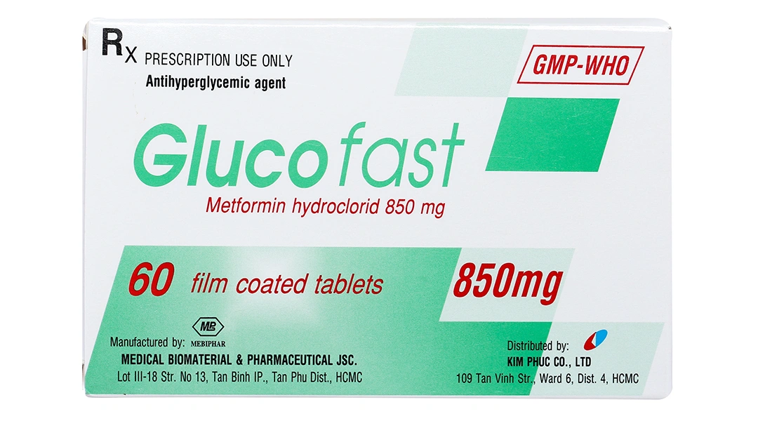 Glucofast 850mg trị đái tháo đường tuýp II (4 vỉ x 15 viên) - 1