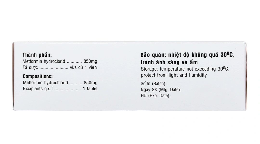 Glucofast 850mg trị đái tháo đường tuýp II (4 vỉ x 15 viên) - 2