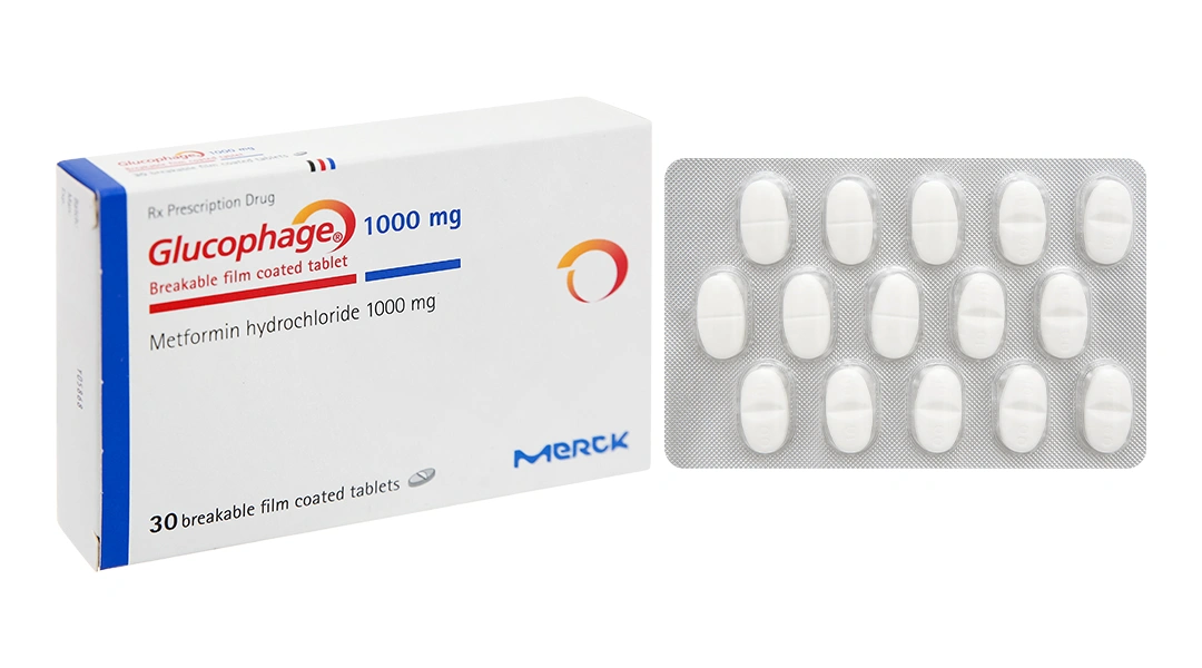 Glucophage 1000mg trị đái tháo đường (2 vỉ x 15 viên) - 