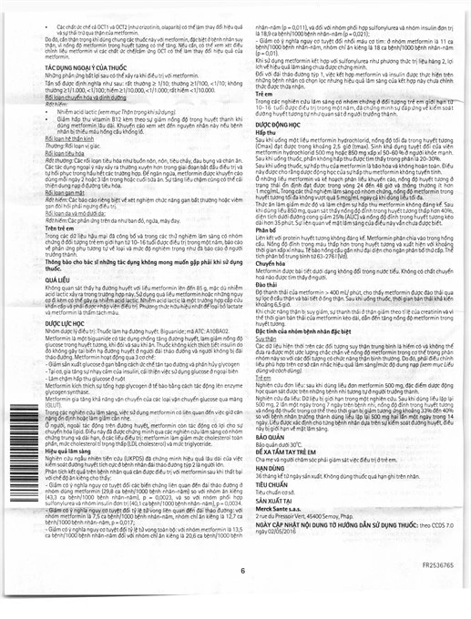 Glucophage 1000mg trị đái tháo đường (2 vỉ x 15 viên) - 6