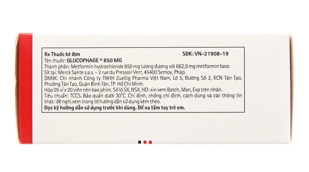 Glucophage 850mg trị đái tháo đường tuýp 2 (5 vỉ x 20 viên) - 2