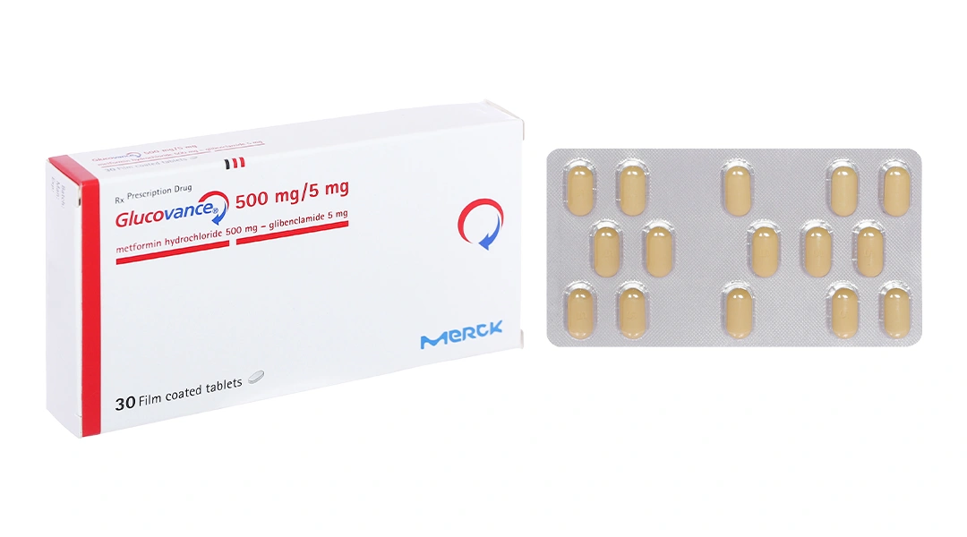 Glucovance 500mg/5mg trị đái tháo đường tuýp 2 (2 vỉ x 15 viên) - 