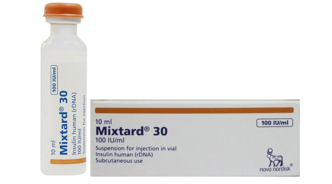 Hỗn dịch tiêm Mixtard 30 100IU/ml trị đái tháo đường chai 10ml - 