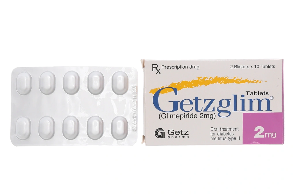 Getzglim 2mg trị đái tháo đường tuýp 2 (2 vỉ x 10 viên) - 