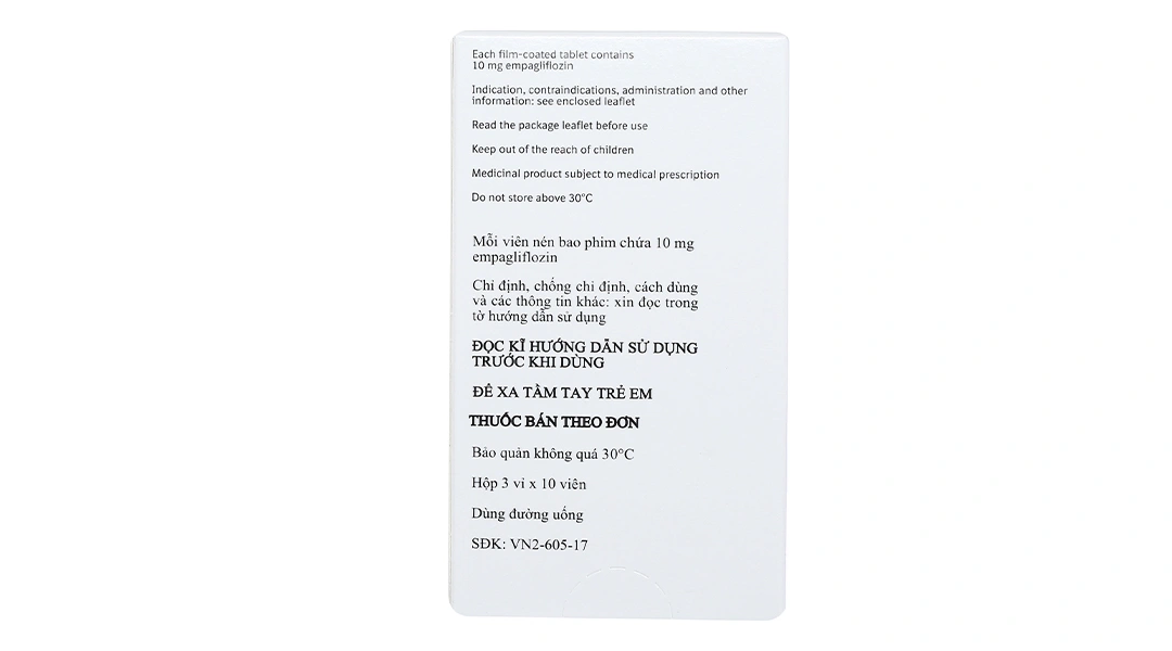 Jardiance 10mg trị đái tháo đường tuýp 2, suy tim, bệnh thận mạn tính (3 vỉ x 10 viên) - 1