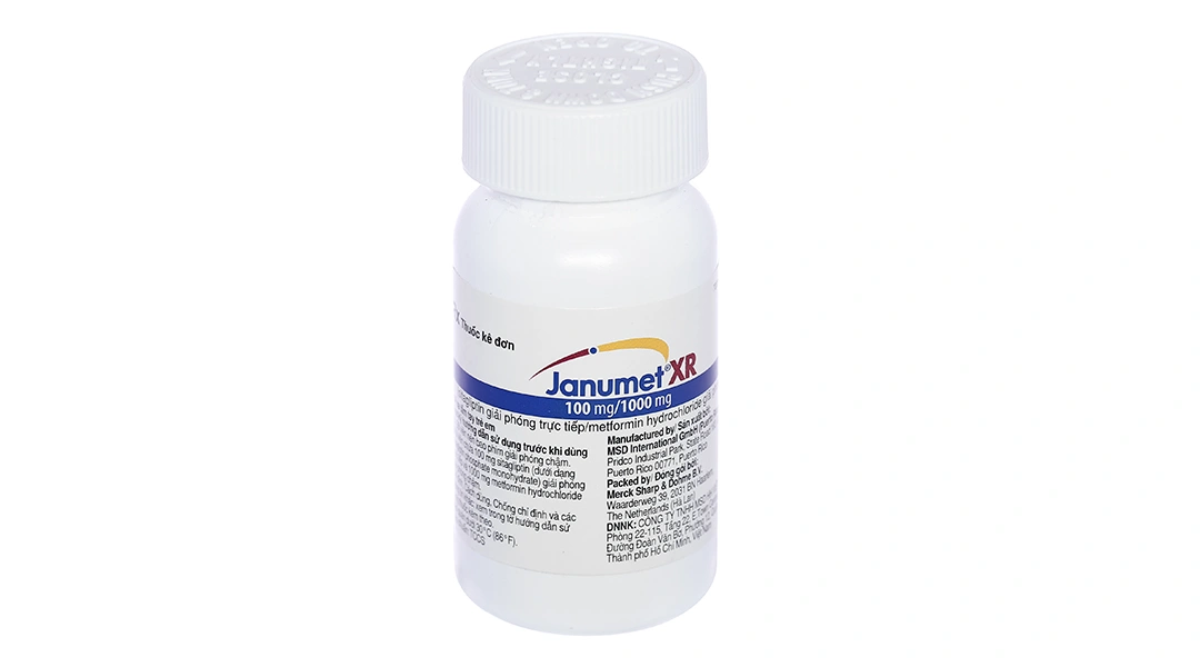 Janumet XR 100mg/1000mg trị đái tháo đường lọ 28 viên - 