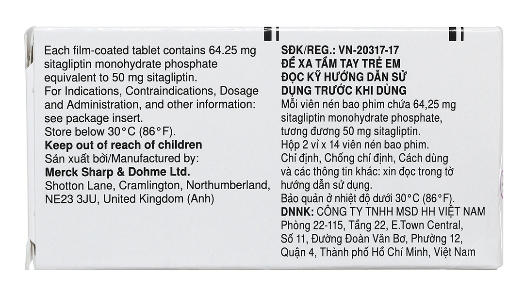 Januvia 50mg trị đái tháo đường (2 vỉ x 14 viên) - 1