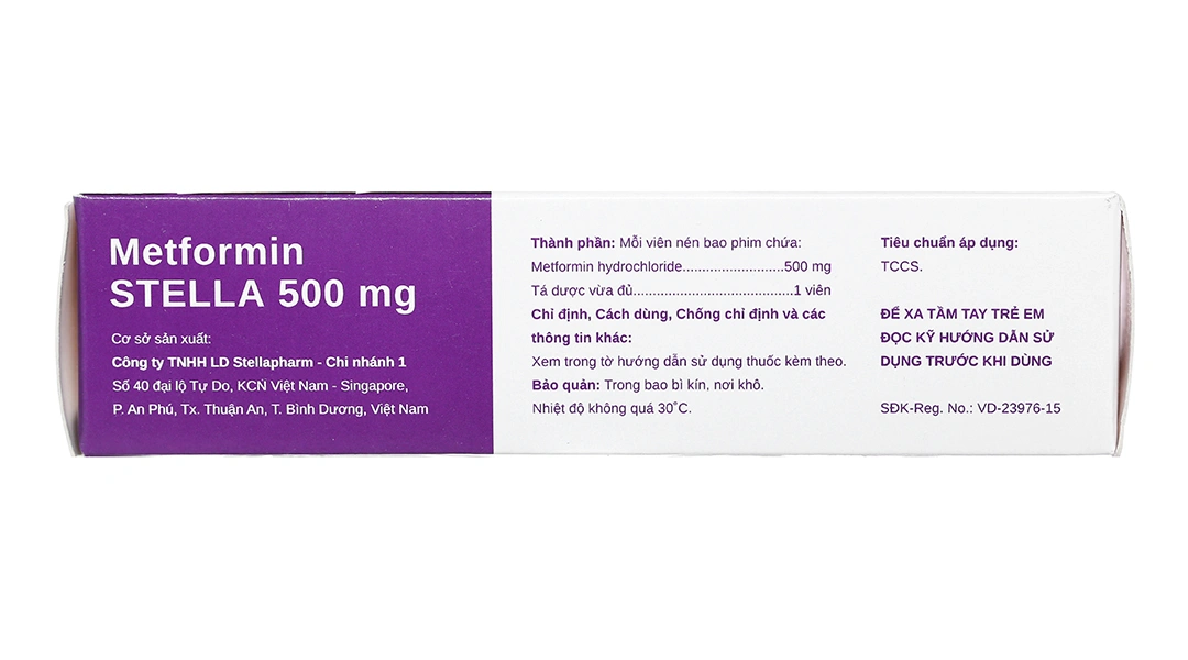 Metformin Stella 500mg trị đái tháo đường (3 vỉ x 10 viên) - 2