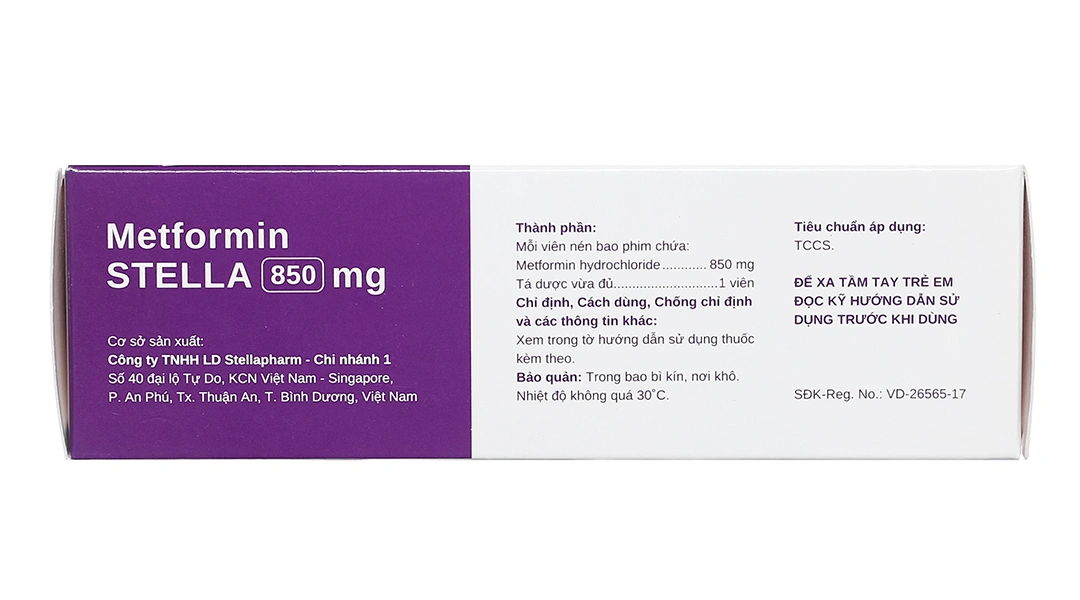 Metformin Stella 850mg trị đái tháo đường (4 vỉ x 15 viên) - 2