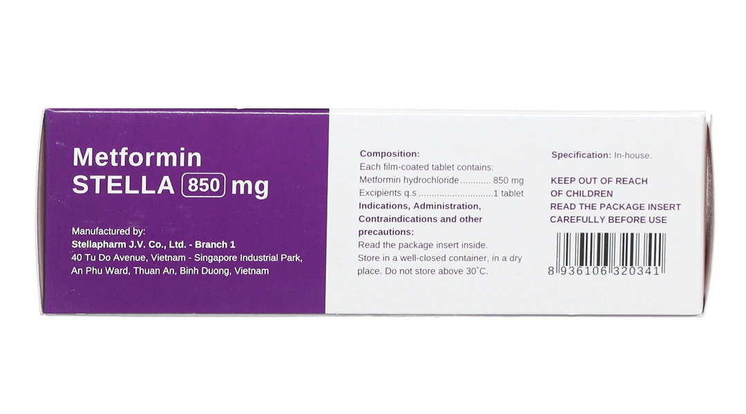 Metformin Stella 850mg trị đái tháo đường (4 vỉ x 15 viên) - 3