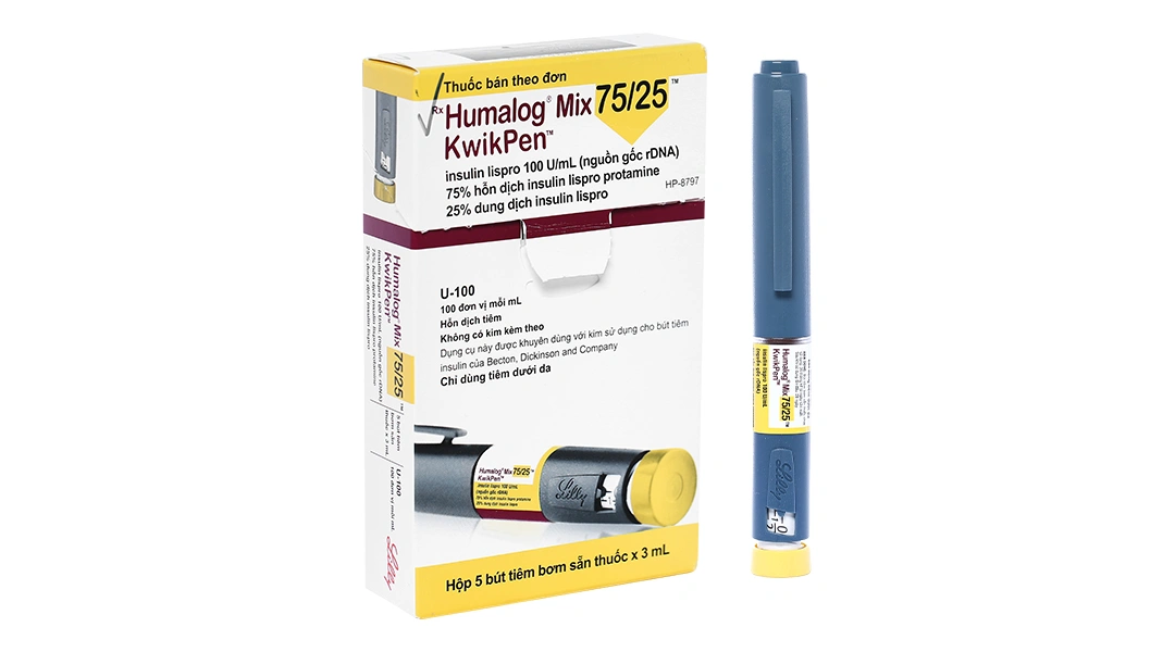 Bút tiêm Humalog Mix 75/25 KwikPen 100IU/ml trị đái tháo đường (5 cây x 3ml) - 