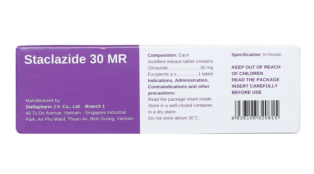 Staclazide 30 MR trị đái tháo đường tuýp 2 không phụ thuộc insulin (3 vỉ x 10 viên) - 3