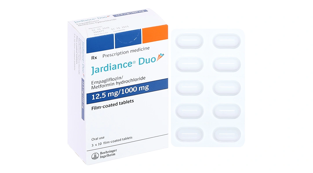Jardiance Duo 12.5mg/1000mg trị đái tháo đường (3 vỉ x 10 viên) - 