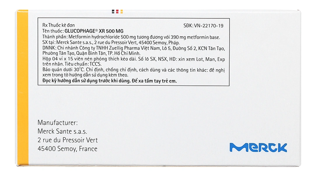 Glucophage XR 500mg trị đái tháo đường tuýp 2 (4 vỉ x 15 viên) - 2