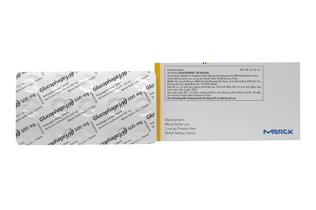 Glucophage XR 500mg trị đái tháo đường tuýp 2 (4 vỉ x 15 viên) - 1
