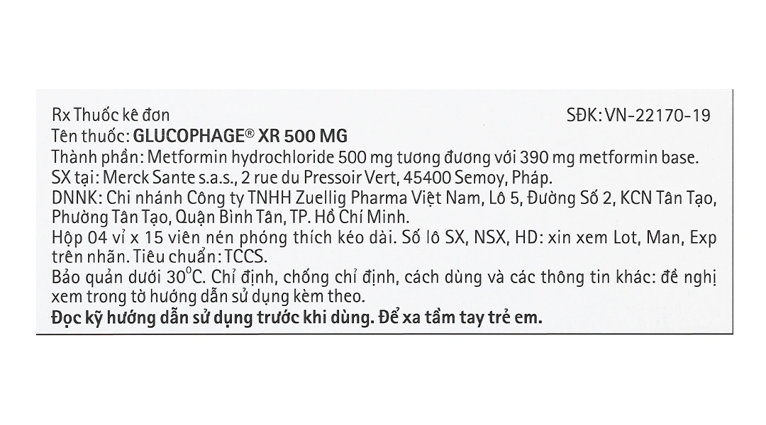 Glucophage XR 500mg trị đái tháo đường tuýp 2 (4 vỉ x 15 viên) - 4