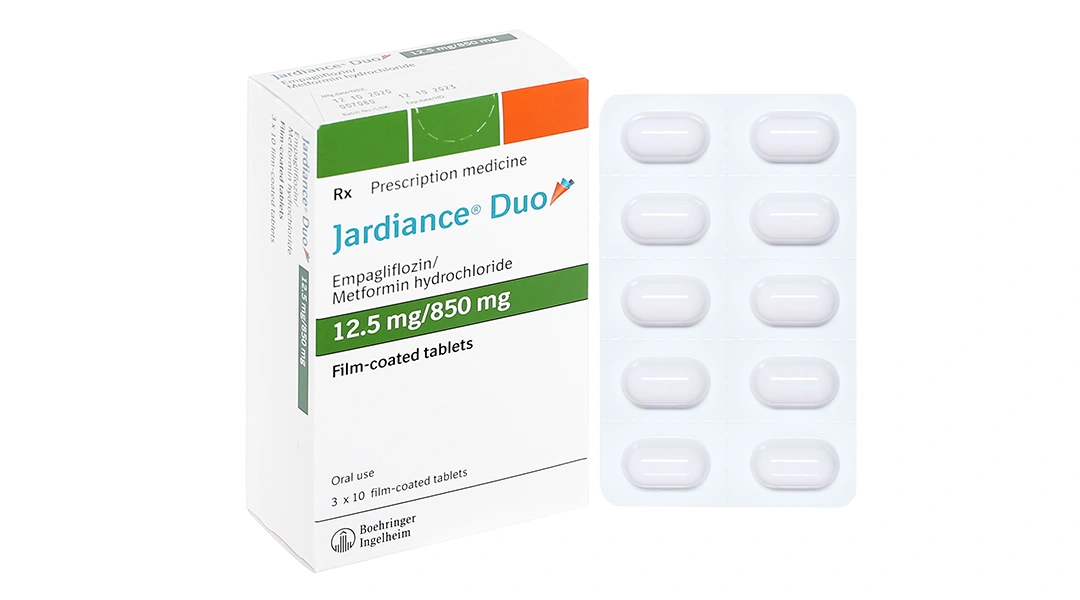 Jardiance Duo 12.5mg/850mg trị đái tháo đường (3 vỉ x 10 viên) - 