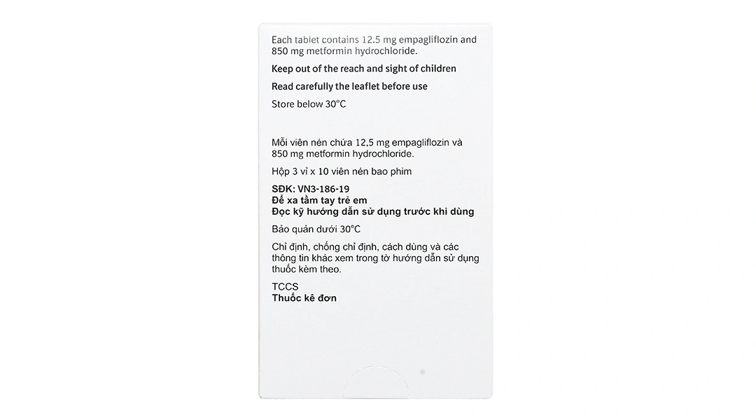Jardiance Duo 12.5mg/850mg trị đái tháo đường (3 vỉ x 10 viên) - 2