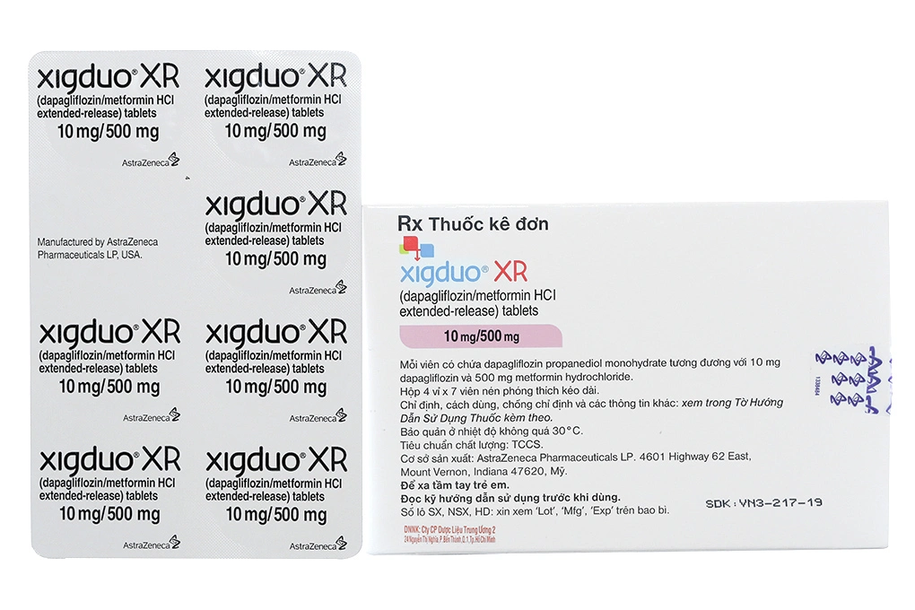 Xigduo XR 10mg/500mg trị đái tháo đường tuýp 2 (4 vỉ x 7 viên) - 1