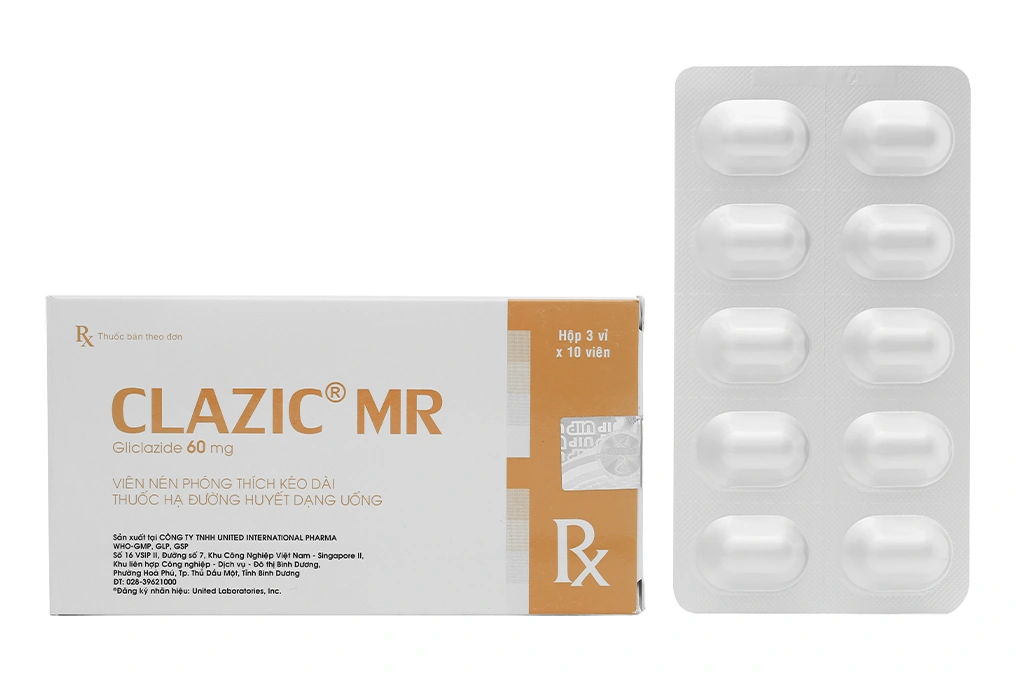 Clazic MR 60mg trị đái tháo đường (3 vỉ x 10 viên) - 