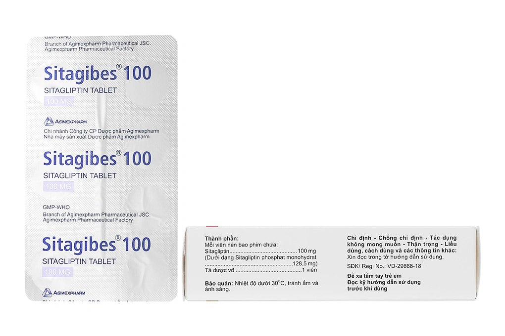 Sitagibes 100 trị đái tháo đường tuýp 2 (4 vỉ x 7 viên) - 1