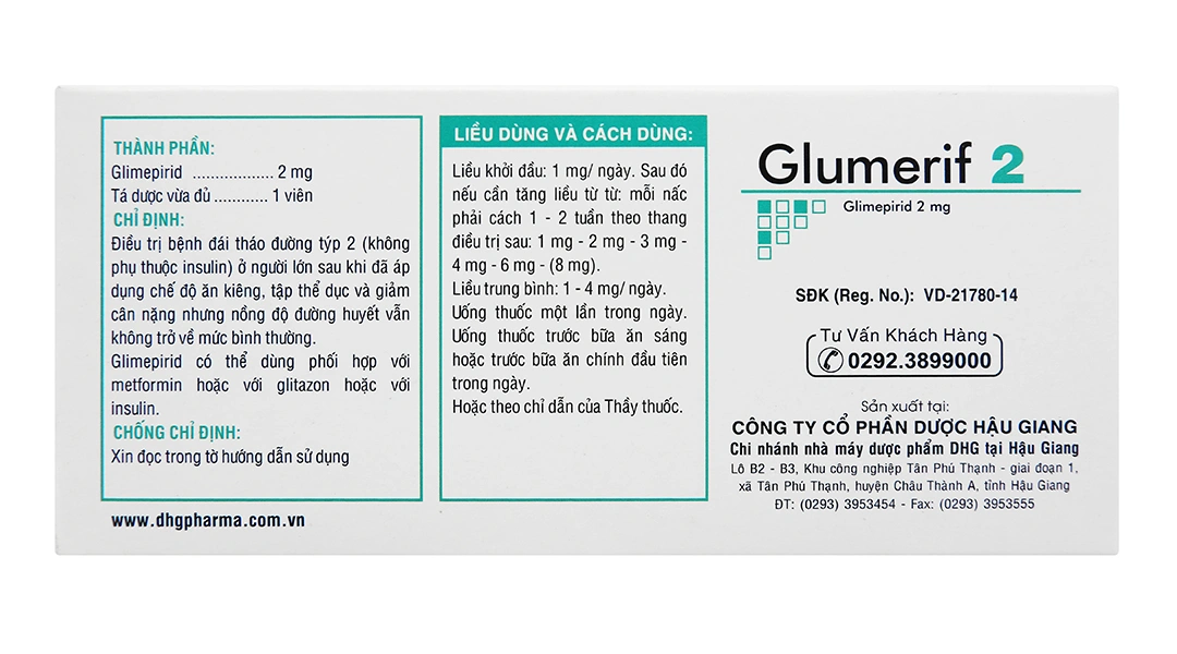Glumerif 2 trị đái tháo đường (3 vỉ x 10 viên) - 1