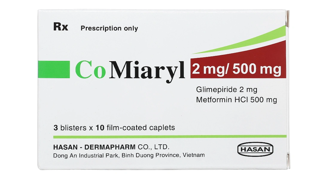 CoMiaryl 2mg/500mg trị đái tháo đường (3 vỉ x 10 viên) - 1