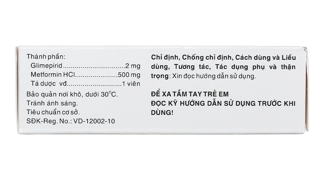 CoMiaryl 2mg/500mg trị đái tháo đường (3 vỉ x 10 viên) - 2