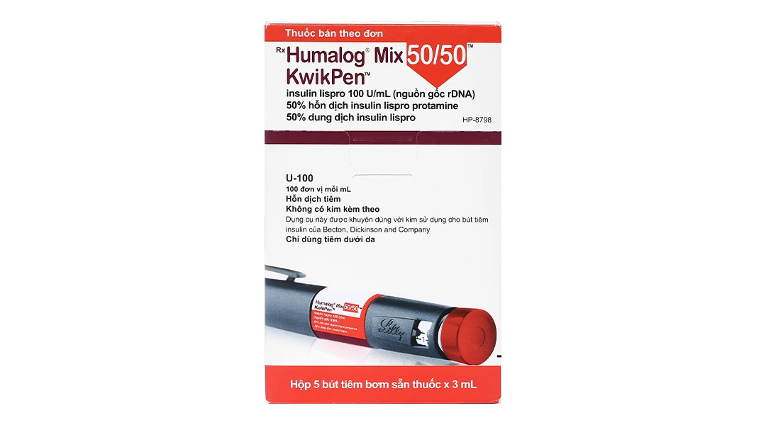 Bút tiêm Humalog Mix 50/50 KwikPen 100U/ml trị đái tháo đường (5 cây x 3ml) - 1