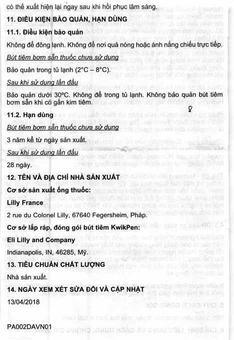 Bút tiêm Humalog Mix 50/50 KwikPen 100U/ml trị đái tháo đường (5 cây x 3ml) - 16
