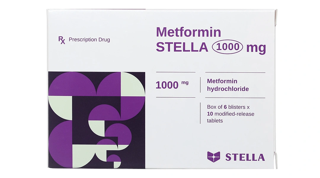 Metformin Stella 1000mg trị đái tháo đường tuýp 2 (6 vỉ x 10 viên) - 1