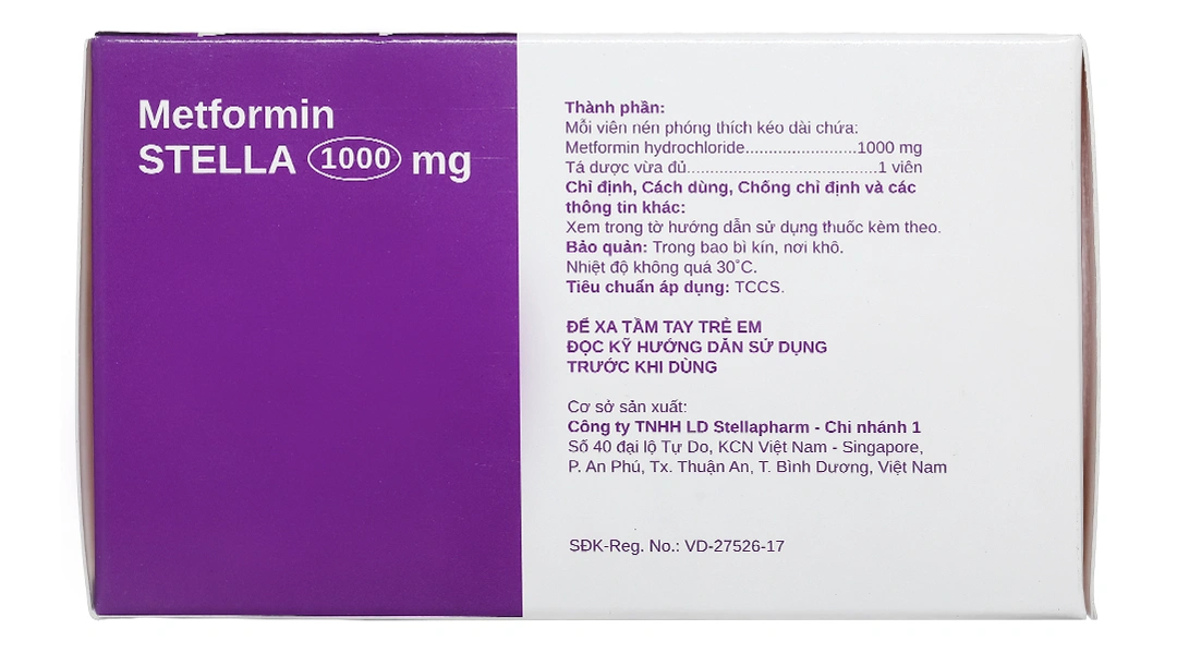 Metformin Stella 1000mg trị đái tháo đường tuýp 2 (6 vỉ x 10 viên) - 2
