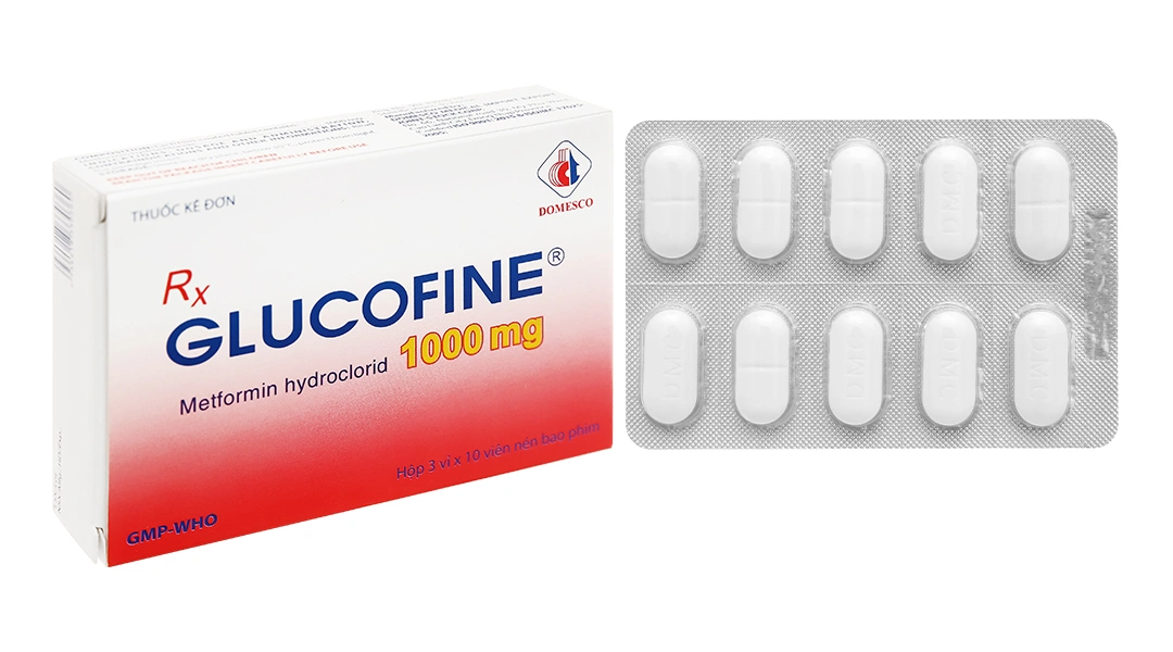 Glucofine 1000mg trị đái tháo đường tuýp 2 (3 vỉ x 10 viên) - 