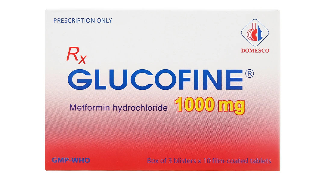 Glucofine 1000mg trị đái tháo đường tuýp 2 (3 vỉ x 10 viên) - 1