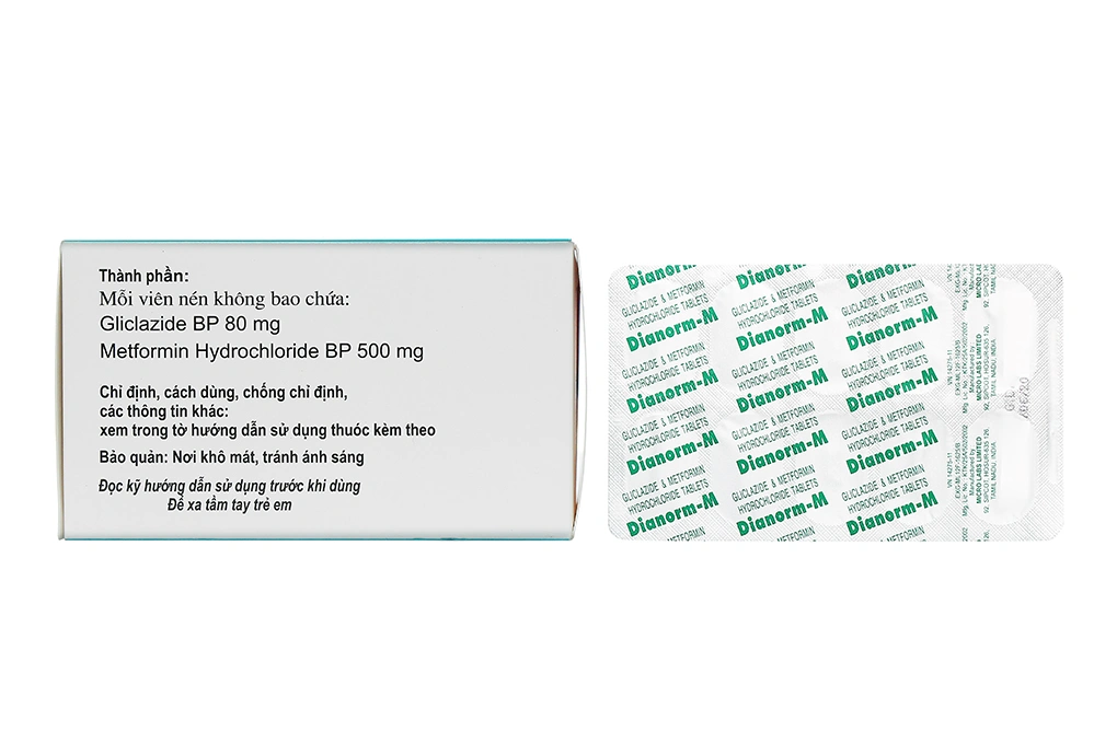 Dianorm-M 80mg/500mg trị đái tháo đường (10 vỉ x 10 viên) - 1