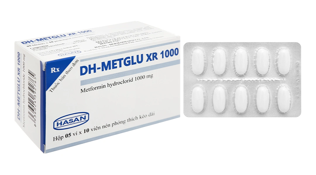 DH-Metglu XR 1000 trị đái tháo đường tuýp 2 (5 vỉ x 10 viên) - 